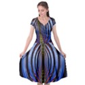 Illustration Robot Wave Rainbow Cap Sleeve Wrap Front Dress View1