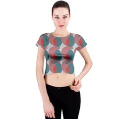 Pink Red Grey Three Art Crew Neck Crop Top by Mariart