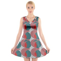 Pink Red Grey Three Art V-neck Sleeveless Skater Dress by Mariart