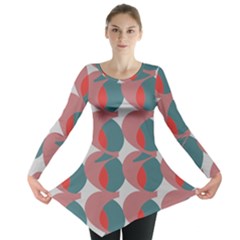 Pink Red Grey Three Art Long Sleeve Tunic 