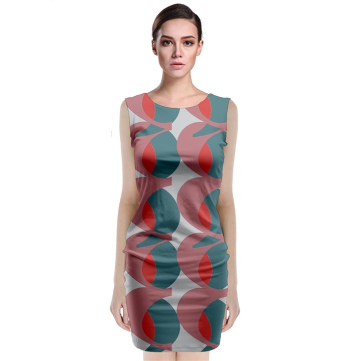 Pink Red Grey Three Art Classic Sleeveless Midi Dress