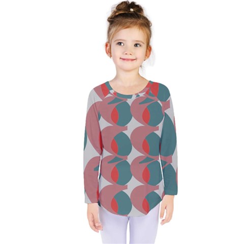 Pink Red Grey Three Art Kids  Long Sleeve Tee by Mariart