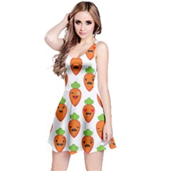 Seamless Background Carrots Emotions Illustration Face Smile Cry Cute Orange Reversible Sleeveless Dress by Mariart