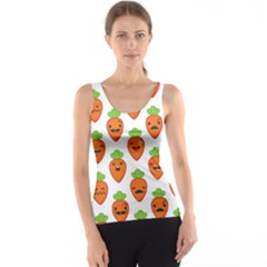 Seamless Background Carrots Emotions Illustration Face Smile Cry Cute Orange Tank Top by Mariart