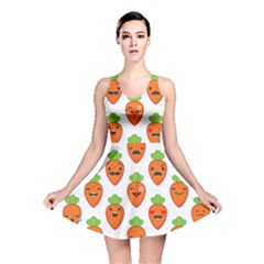 Seamless Background Carrots Emotions Illustration Face Smile Cry Cute Orange Reversible Skater Dress by Mariart