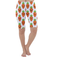 Seamless Background Carrots Emotions Illustration Face Smile Cry Cute Orange Cropped Leggings 