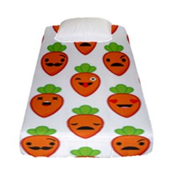 Seamless Background Carrots Emotions Illustration Face Smile Cry Cute Orange Fitted Sheet (single Size) by Mariart