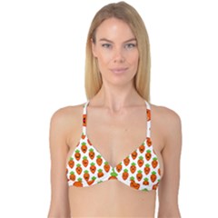 Seamless Background Carrots Emotions Illustration Face Smile Cry Cute Orange Reversible Tri Bikini Top