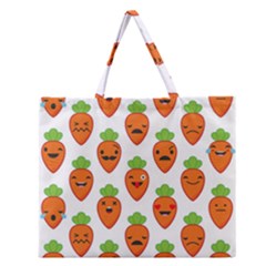 Seamless Background Carrots Emotions Illustration Face Smile Cry Cute Orange Zipper Large Tote Bag by Mariart