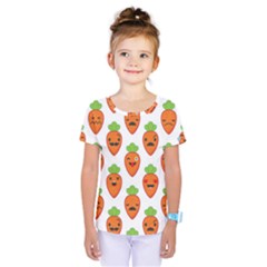 Seamless Background Carrots Emotions Illustration Face Smile Cry Cute Orange Kids  One Piece Tee