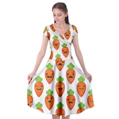 Seamless Background Carrots Emotions Illustration Face Smile Cry Cute Orange Cap Sleeve Wrap Front Dress by Mariart