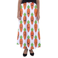 Seamless Background Carrots Emotions Illustration Face Smile Cry Cute Orange Flared Maxi Skirt by Mariart