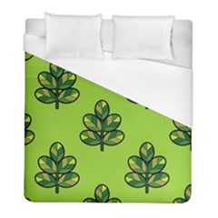 Seamless Background Green Leaves Black Outline Duvet Cover (full/ Double Size) by Mariart