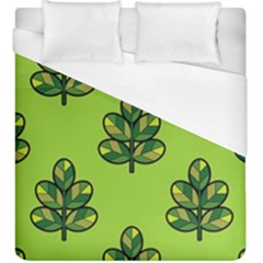 Seamless Background Green Leaves Black Outline Duvet Cover (king Size)