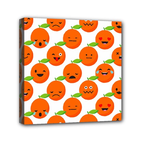 Seamless Background Orange Emotions Illustration Face Smile  Mask Fruits Mini Canvas 6  X 6  by Mariart