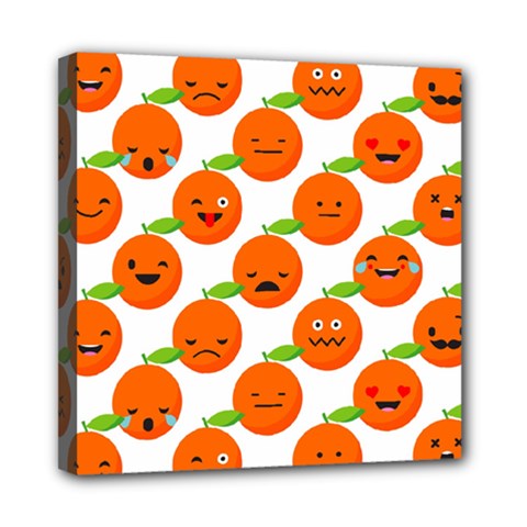 Seamless Background Orange Emotions Illustration Face Smile  Mask Fruits Mini Canvas 8  X 8  by Mariart