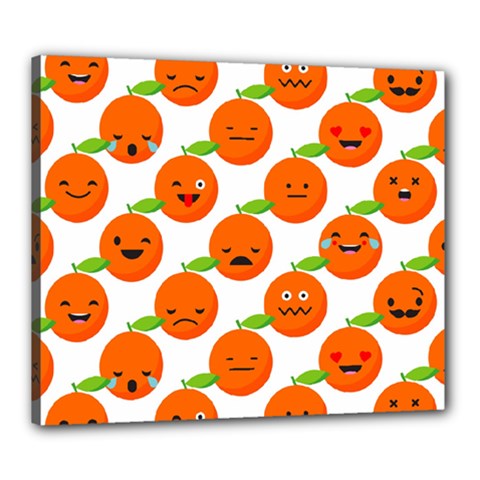 Seamless Background Orange Emotions Illustration Face Smile  Mask Fruits Canvas 24  X 20  by Mariart