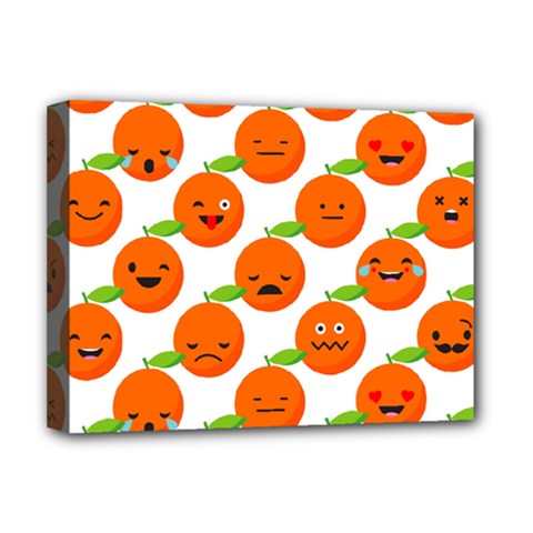 Seamless Background Orange Emotions Illustration Face Smile  Mask Fruits Deluxe Canvas 16  X 12   by Mariart