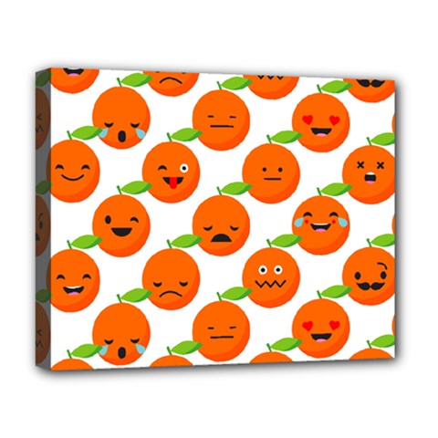 Seamless Background Orange Emotions Illustration Face Smile  Mask Fruits Deluxe Canvas 20  X 16   by Mariart