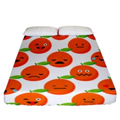 Seamless Background Orange Emotions Illustration Face Smile  Mask Fruits Fitted Sheet (queen Size)