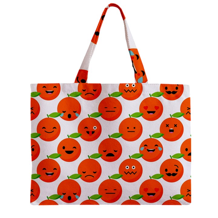 Seamless Background Orange Emotions Illustration Face Smile  Mask Fruits Zipper Mini Tote Bag