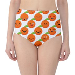 Seamless Background Orange Emotions Illustration Face Smile  Mask Fruits High-waist Bikini Bottoms by Mariart