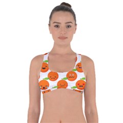 Seamless Background Orange Emotions Illustration Face Smile  Mask Fruits Got No Strings Sports Bra by Mariart