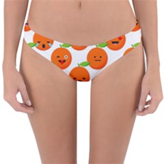 Seamless Background Orange Emotions Illustration Face Smile  Mask Fruits Reversible Hipster Bikini Bottoms