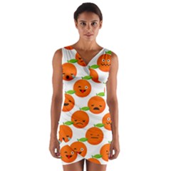 Seamless Background Orange Emotions Illustration Face Smile  Mask Fruits Wrap Front Bodycon Dress by Mariart