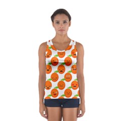 Seamless Background Orange Emotions Illustration Face Smile  Mask Fruits Sport Tank Top  by Mariart