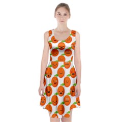 Seamless Background Orange Emotions Illustration Face Smile  Mask Fruits Racerback Midi Dress by Mariart