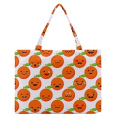 Seamless Background Orange Emotions Illustration Face Smile  Mask Fruits Zipper Medium Tote Bag by Mariart