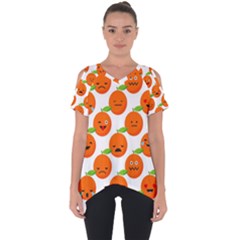 Seamless Background Orange Emotions Illustration Face Smile  Mask Fruits Cut Out Side Drop Tee