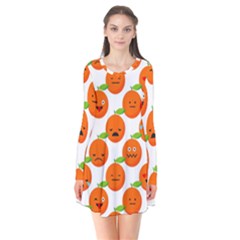 Seamless Background Orange Emotions Illustration Face Smile  Mask Fruits Flare Dress by Mariart