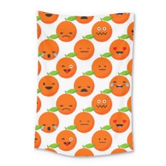 Seamless Background Orange Emotions Illustration Face Smile  Mask Fruits Small Tapestry by Mariart