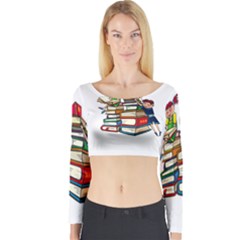 Back To School Long Sleeve Crop Top by Valentinaart