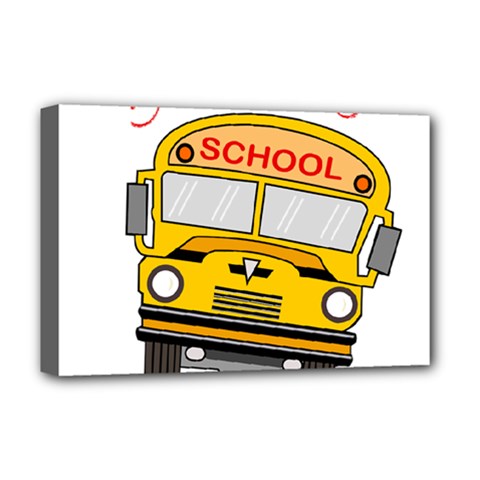 Back To School - School Bus Deluxe Canvas 18  X 12   by Valentinaart