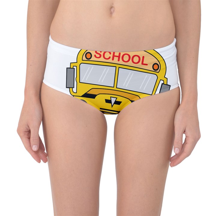 Back to school - school bus Mid-Waist Bikini Bottoms