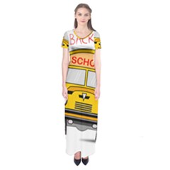 Back To School - School Bus Short Sleeve Maxi Dress by Valentinaart