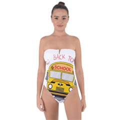 Back To School - School Bus Tie Back One Piece Swimsuit by Valentinaart