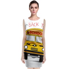 Back To School - School Bus Sleeveless Velvet Midi Dress by Valentinaart