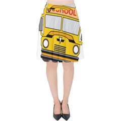 Back To School - School Bus Velvet High Waist Skirt by Valentinaart