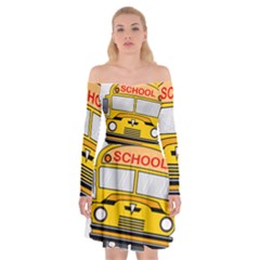 Back To School - School Bus Off Shoulder Skater Dress by Valentinaart