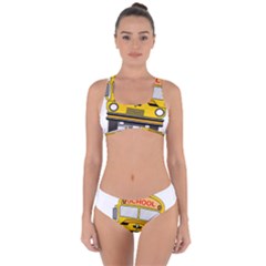 Back To School - School Bus Criss Cross Bikini Set by Valentinaart