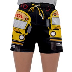 Back To School - School Bus Sleepwear Shorts by Valentinaart