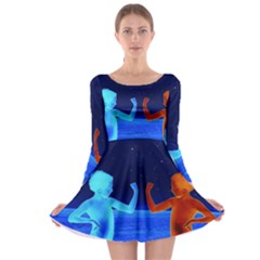 Space Boys  Long Sleeve Skater Dress by Valentinaart