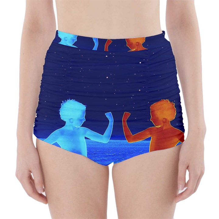 Space boys  High-Waisted Bikini Bottoms