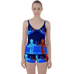 Space Boys  Tie Front Two Piece Tankini by Valentinaart