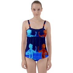 Space Boys  Twist Front Tankini Set by Valentinaart