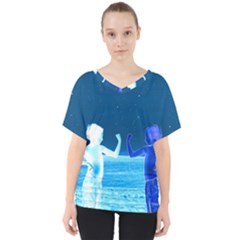 Space Boys  V-neck Dolman Drape Top by Valentinaart